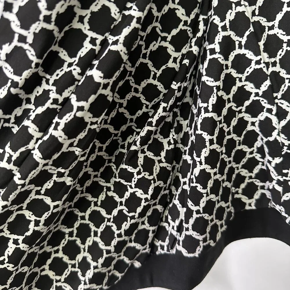 Black Cropped Open Front Blazer Pattern Lining Officecore Quiet Luxury 80's - Picture 4 of 7
